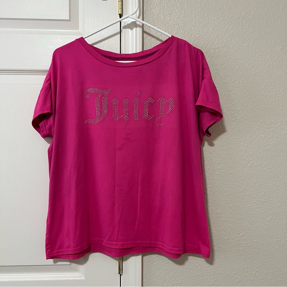 Juicy Couture Sleepwear Hot Pink Rhinestone Logo Shirt Size Large